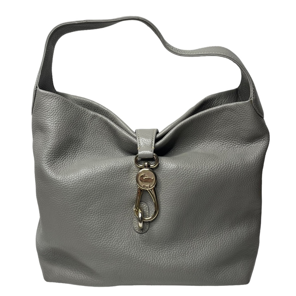 Dooney & Bourke | Pebble Grain Leather Logo Lock Sac in Gray